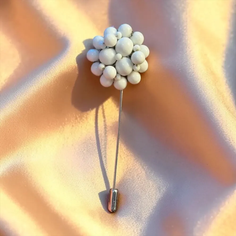 Lime Green & Yellow Bead Cluster Stick Pin Handmade from Single Vintage Earring